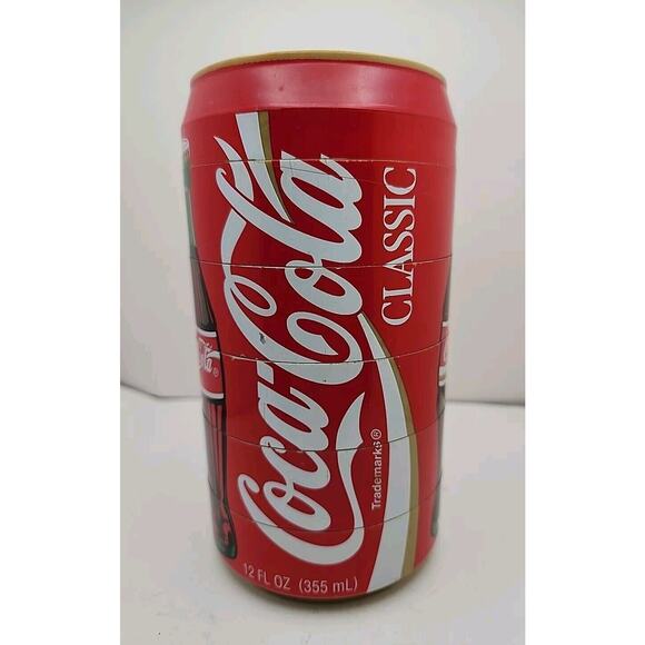 Vintage 1995 Coca-Cola Classic Puzzle OVERSIZED Can Set 6 Coasters Collectible - Picture 2 of 8